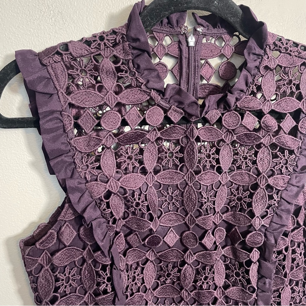 Tahari ASL sleeveless lace dress in a dark purple or plum - Picture 7 of 12